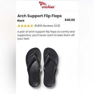 Archies’ arch support flip flops